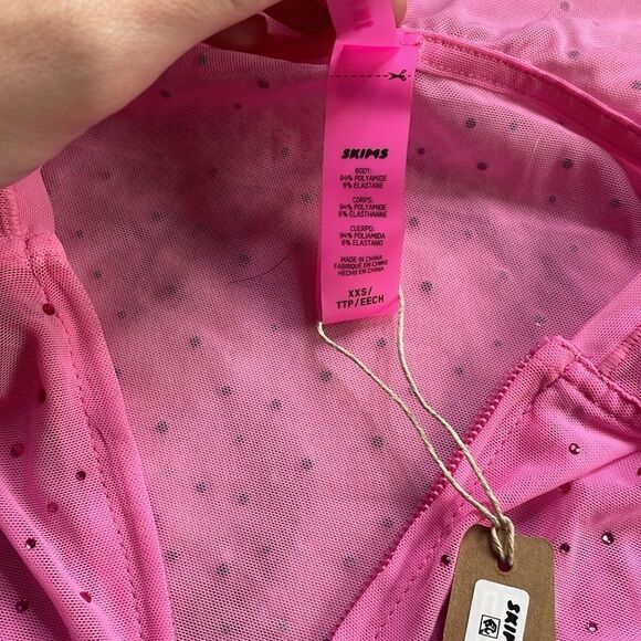 SKIMS NWT Mesh Rhinestone Swim Cover Up Zip Up - Picture 5 of 8